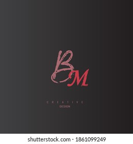 minimalist and unique bm logo with red color, elegant curve logo
