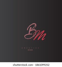 minimalist and unique bm logo with red color, elegant curve logo