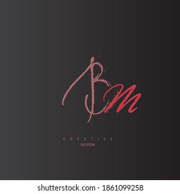 minimalist and unique bm logo with red color, elegant curve logo