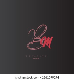 minimalist and unique bm logo with red color, elegant curve logo