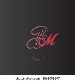 minimalist and unique bm logo with red color, elegant curve logo