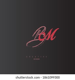 minimalist and unique bm logo with red color, elegant curve logo
