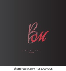 minimalist and unique bm logo with red color, elegant curve logo