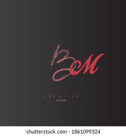 minimalistisches und einzigartiges bm-Logo mit roter Farbe, elegantes Kurvenlogo