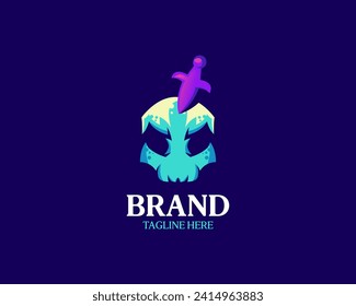 Minimalist and unique Skull and Swords logo design