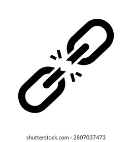 Minimalist Unlink Broken Chain Vector Icon Design