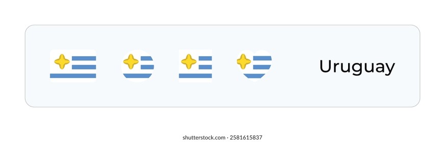 Minimalist Uruguay Flag Icons. Rectangular, Square, Circular, Heart Designs for UI-UX, Web and Print