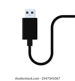 Ilustração minimalista do cabo USB para projetos de marca técnica e design digital