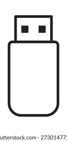 Ícone minimalista da unidade flash USB em um design elegante, destacando a tecnologia de armazenamento.