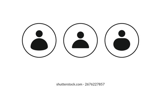 A minimalist user icon vector set in a modern flat design with a circular frame. These profile icons are perfect for login, account, and avatar placeholders in web and app interfaces