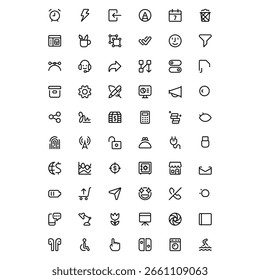 Minimalist User Interface Icons Pack - Essential Line Vectors for Digital Design