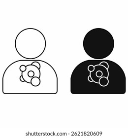 Icono de perfil de usuario minimalista con molécula o símbolo de red. Perfecto para temas de conexión de ciencia, tecnología, biotecnología o redes sociales en el diseño de Vectores.