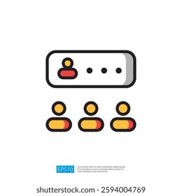 Minimalist User Profile Icon With Multiple People And Loading Indicators In Flat Style Design Graphics Illustrations