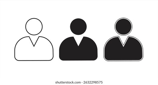 Minimalist User Profile Icon Set – Black and White Business Avatar Symbols