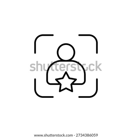 Minimalist User Profile Icon With Star Symbol Outline Graphic Art