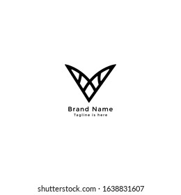 Minimalist V letter, Abstract Black Vector logo design