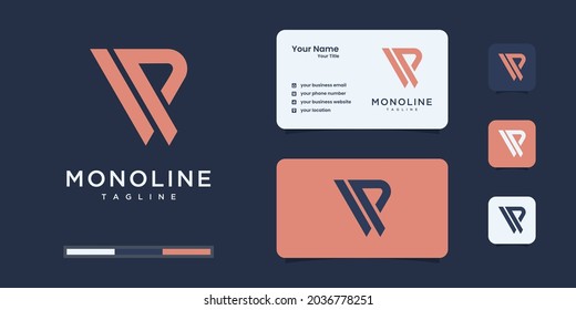 Minimalist v and p or v p logo monogram, alphabet, letter, initial design templates.