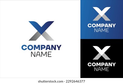 Minimalist V X logo design. Editable company name and colors. EPS vector file, unique logo template. Creative design.