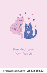 Minimalist Valentine Card with Adorable Cat