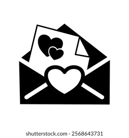 Minimalist Valentine envelope silhouette icon.