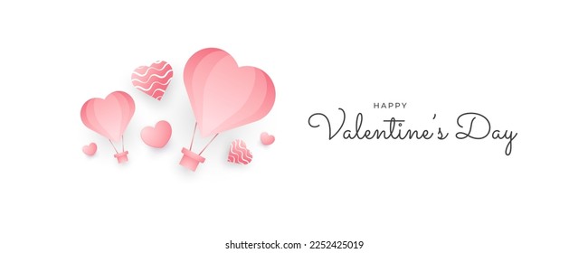 Minimalist Valentine's Day Background with Pink Heart Balloons, can be used for Poster, Banner, or Card Design. Valentines Day Typography