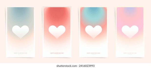 Minimalist Valentine's Day Templates. Trendy Gradient Love Backgrounds and Romantic Aesthetic Hearts - Modern Social Media Designs, Posters, and Cute Cards for the Season of Love, Valentines, Mothers.