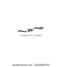 Minimalist VE Logo Design with Abstract Feather Element