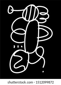 Minimalist vector abstraction. Black and white abstract line drawing. Monochrome illustration with geometric elements.