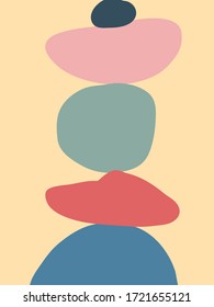 Minimalist vector abstraction. Colorful abstract illustration. Different shapes. For cards, posters, stationery.