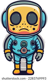 Minimalist vector alien astronaut cartoon vector icon illustration