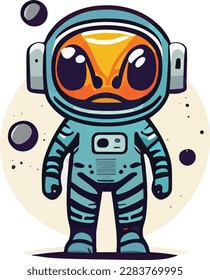 Ilustración de icono de vectores de dibujos animados alienígenas vectores minimalistas