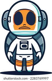 Minimalist vector alien astronaut cartoon vector icon illustration