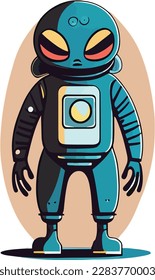 Minimalist vector alien astronaut cartoon vector icon illustration