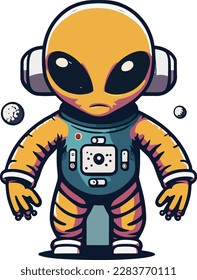 Ilustración de icono de vectores de dibujos animados alienígenas vectores minimalistas