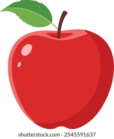 Minimalist vector apple rendered in rich red tones with smooth gradients that add a subtle three-dimensional effect. 