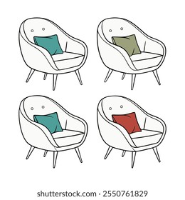 Minimalist Vector Armchair Set Modern Furniture Design