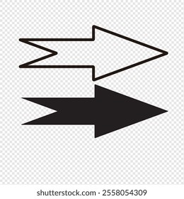 A minimalist vector arrow illustration with clean lines and a modern design, complemented by a transparent background.