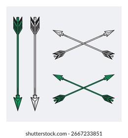 Flechas de Vector minimalista - cruzado y recto Tribal Arrow Ilustración vintage