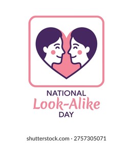 Minimalist vector art showing two identical people inside a heart for national look alike day celebration
