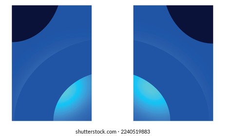 Minimalist vector background. Vector art. Two rectangles facing each other. Mirror image. Shades of blue color, gradient background. Arc. Minimalist yet modern background.