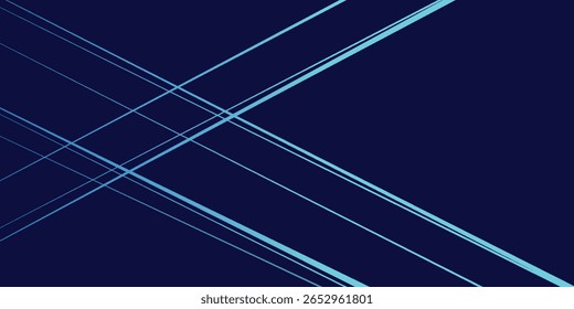 Minimalist vector background with crisscrossing diagonal light blue lines over a dark navy backdrop. Perfect for modern tech, web, or digital interfaces