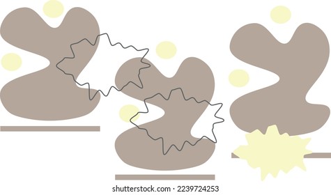 Minimalist vector background. Irregular geometric objects. Circles in yellow pastel color. Vector, background, abstract, irregular, geometric.