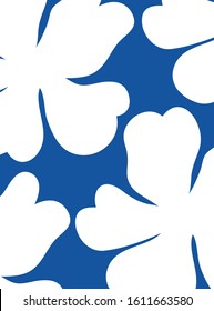 Minimalist vector background with white flowers. Simple floral template with blue color. Perfect for social media, posters, banners.