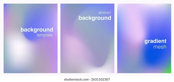 Minimalist vector backgrounds with soft, pastel gradient meshes in blue, violet, and pink. This abstract, smooth style matches the current 2025 trend for fluid, futuristic gradient graphics.