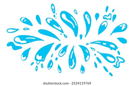 A minimalist vector banner featuring blue liquid splashes radiating from the center on a white background, ideal for dynamic designs or clean, modern compositions