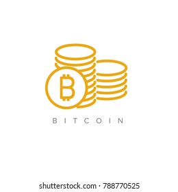Vetor minimalista bitcoin moedas ícone conceito ilustração