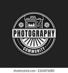 Minimalist Vector Camera Logo Template. Back Side Camera Illustration with Photography Text for Vintage Silhouette Photographer Logo Design