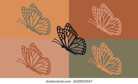 Minimalist vector can be used for logos, icons, or illustrations related to butterflies.