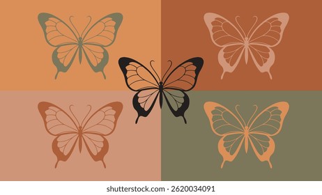 Minimalist vector can be used for logos, icons, or illustrations related to butterflies.