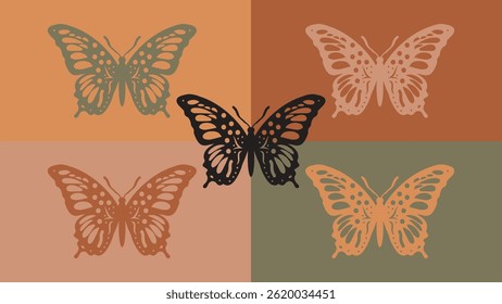 Minimalist vector can be used for logos, icons, or illustrations related to butterflies.